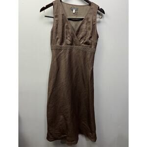 Jake's Sheath Dress US Womens Size 4‎ Brown Lined Linen Knee Length Sleeveless